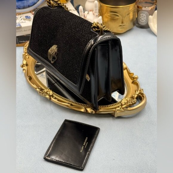 🆕 KURT GEIGER LONDON 🧿 NWOT Black Tweed Shoreditch Crossbody Bag - Picture 14 of 16